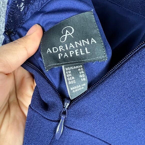 NEW ADRIANA PAPELL Lace Illusion Sleeveless Deep V Neck Dress SZ 10 - Picture 7 of 9